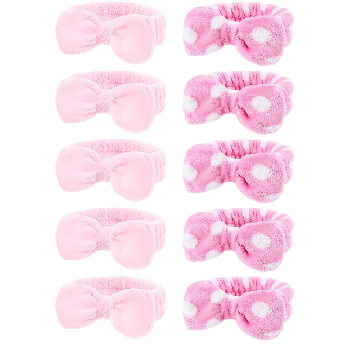 10 Pack Yellow Spa Headbands for Women, Soft Plush Bow Hair Bands, Elastic Facial Headbands for Washing Face, Skincare, Makeup, Yoga, Shower, Summer Party
