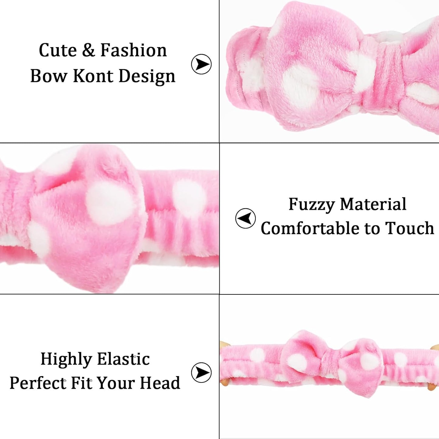 10 Pack Yellow Spa Headbands for Women, Soft Plush Bow Hair Bands, Elastic Facial Headbands for Washing Face, Skincare, Makeup, Yoga, Shower, Summer Party