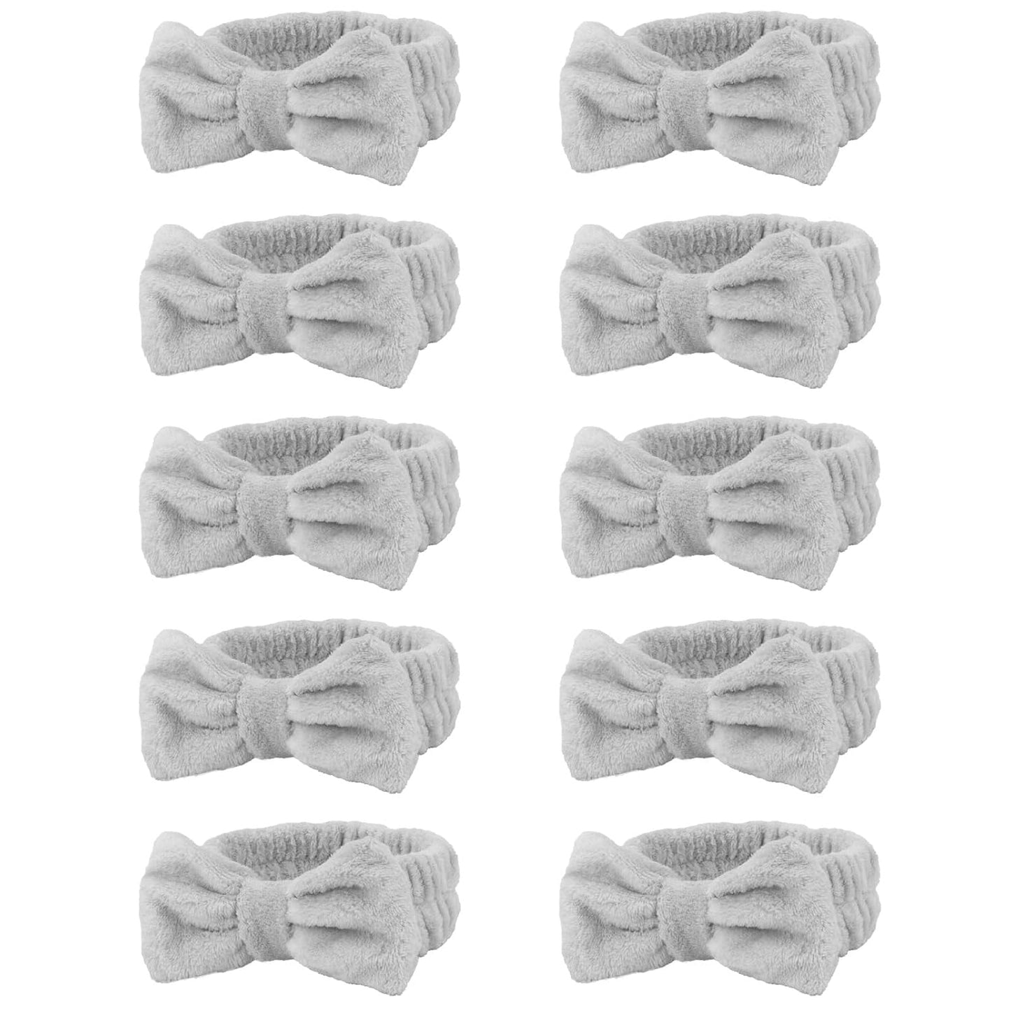 10 Pack Yellow Spa Headbands for Women, Soft Plush Bow Hair Bands, Elastic Facial Headbands for Washing Face, Skincare, Makeup, Yoga, Shower, Summer Party