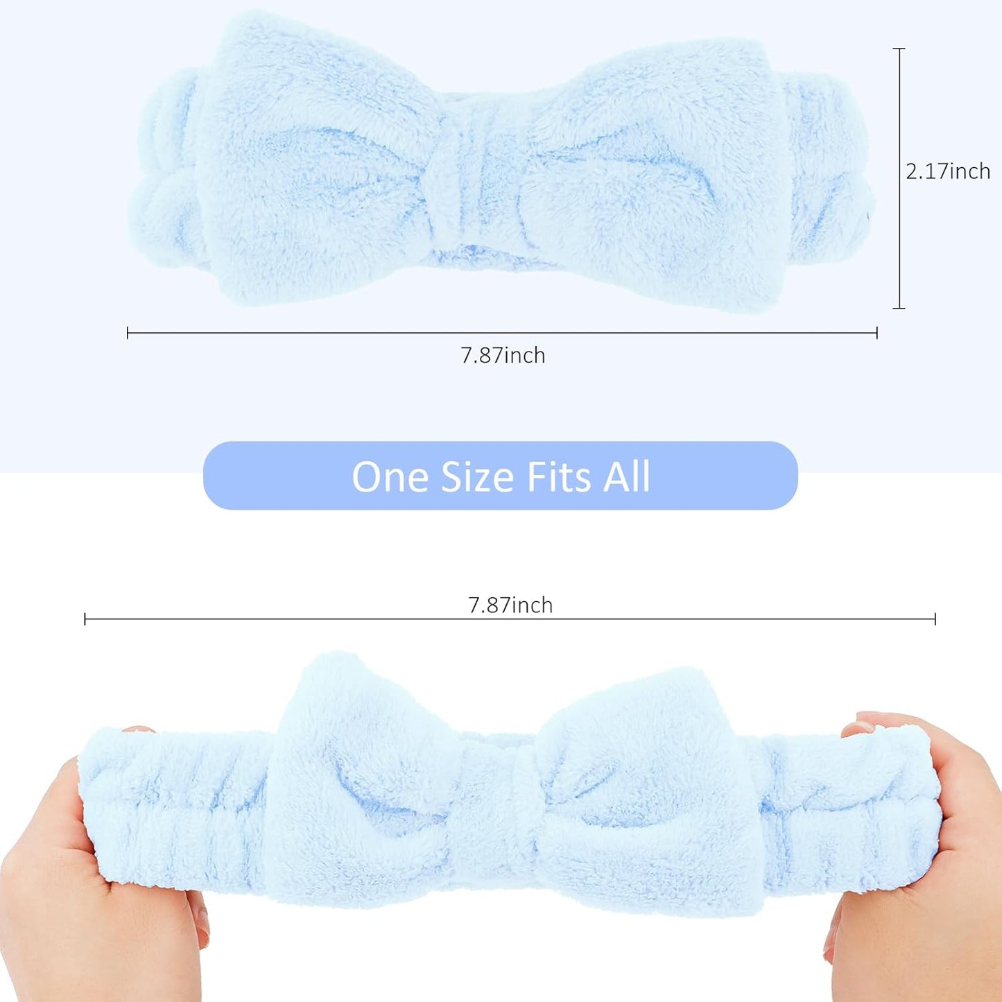 10 Pack Yellow Spa Headbands for Women, Soft Plush Bow Hair Bands, Elastic Facial Headbands for Washing Face, Skincare, Makeup, Yoga, Shower, Summer Party