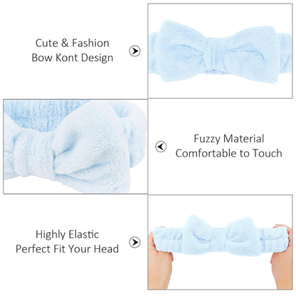 10 Pack Yellow Spa Headbands for Women, Soft Plush Bow Hair Bands, Elastic Facial Headbands for Washing Face, Skincare, Makeup, Yoga, Shower, Summer Party