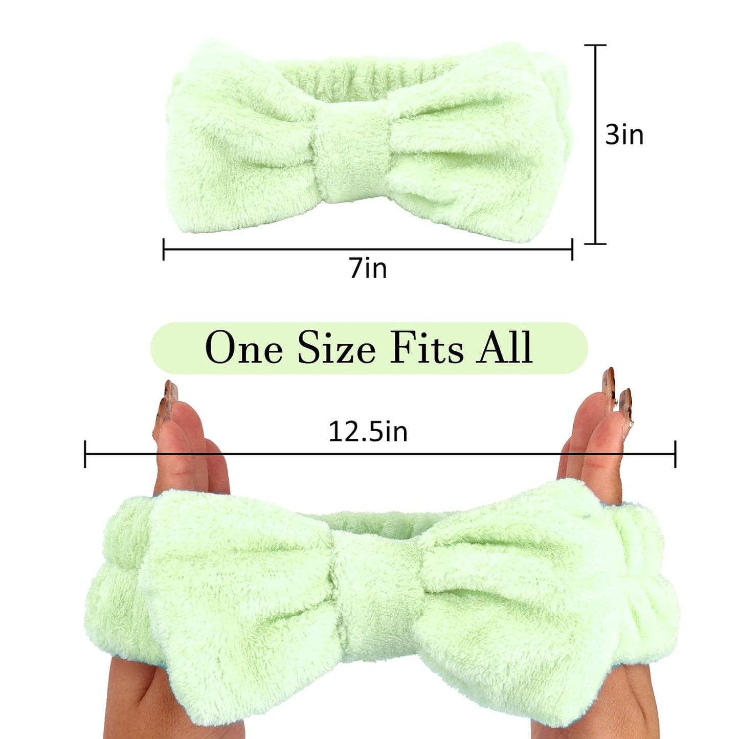10 Pack Yellow Spa Headbands for Women, Soft Plush Bow Hair Bands, Elastic Facial Headbands for Washing Face, Skincare, Makeup, Yoga, Shower, Summer Party
