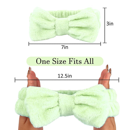 10 Pack Yellow Spa Headbands for Women, Soft Plush Bow Hair Bands, Elastic Facial Headbands for Washing Face, Skincare, Makeup, Yoga, Shower, Summer Party
