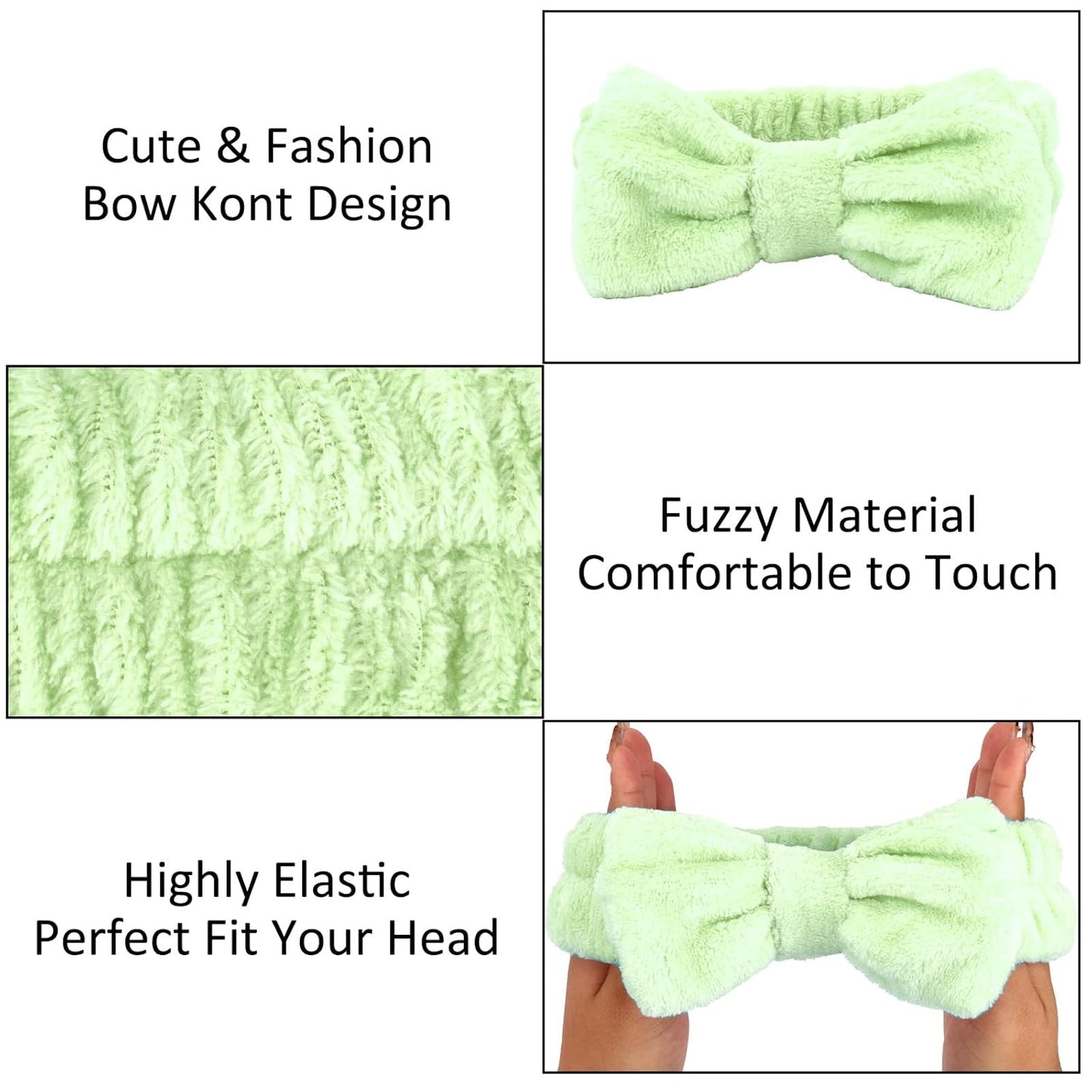 10 Pack Yellow Spa Headbands for Women, Soft Plush Bow Hair Bands, Elastic Facial Headbands for Washing Face, Skincare, Makeup, Yoga, Shower, Summer Party