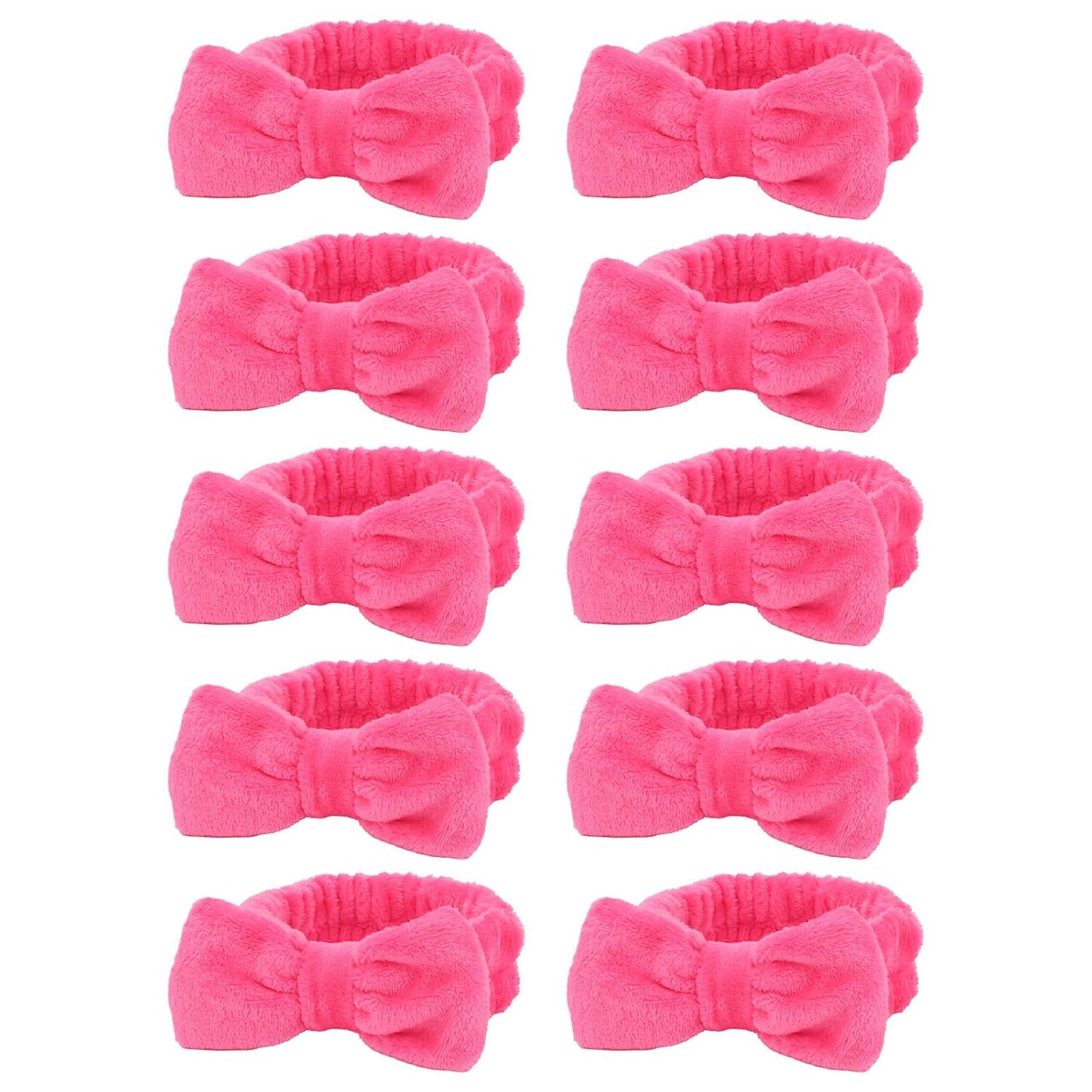 10 Pack Yellow Spa Headbands for Women, Soft Plush Bow Hair Bands, Elastic Facial Headbands for Washing Face, Skincare, Makeup, Yoga, Shower, Summer Party