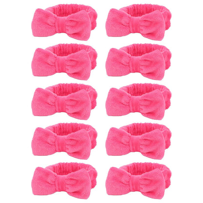 10 Pack Yellow Spa Headbands for Women, Soft Plush Bow Hair Bands, Elastic Facial Headbands for Washing Face, Skincare, Makeup, Yoga, Shower, Summer Party