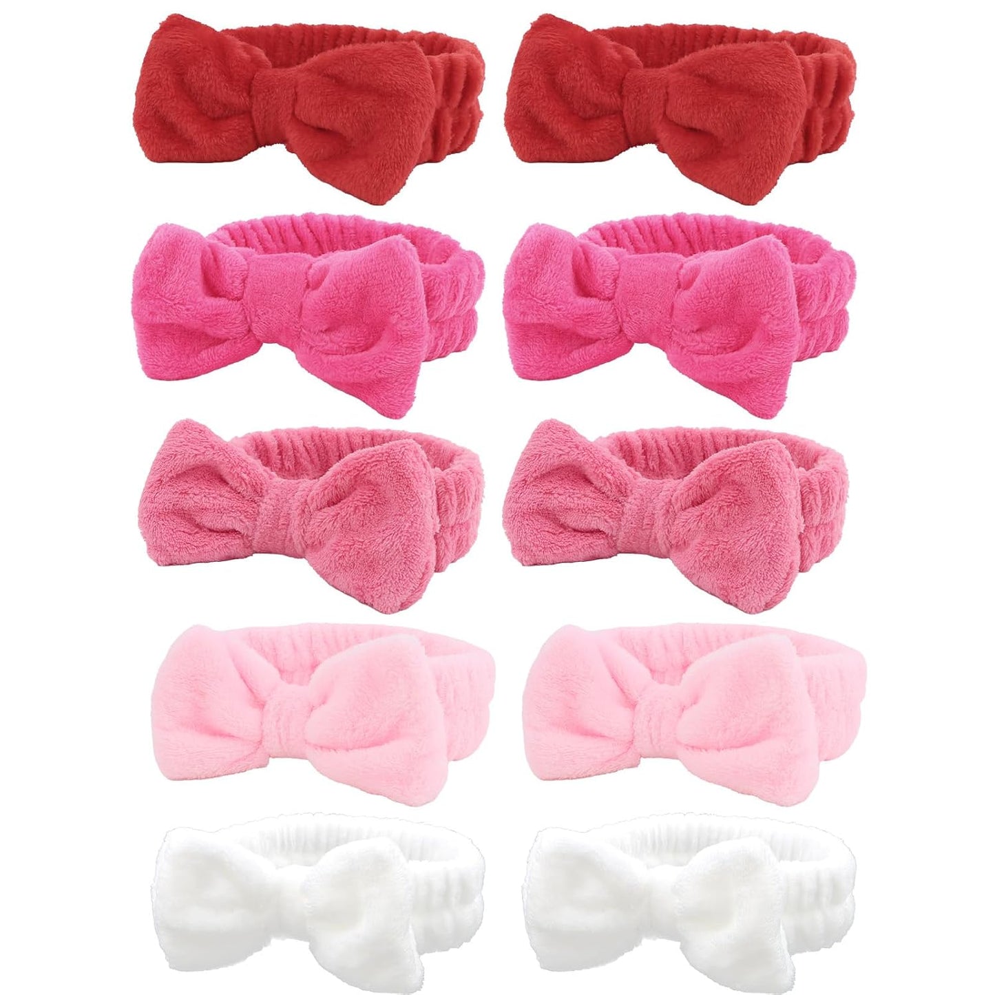10 Pack Yellow Spa Headbands for Women, Soft Plush Bow Hair Bands, Elastic Facial Headbands for Washing Face, Skincare, Makeup, Yoga, Shower, Summer Party