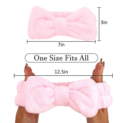 10 Pack Yellow Spa Headbands for Women, Soft Plush Bow Hair Bands, Elastic Facial Headbands for Washing Face, Skincare, Makeup, Yoga, Shower, Summer Party