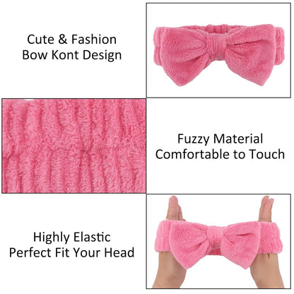 10 Pack Yellow Spa Headbands for Women, Soft Plush Bow Hair Bands, Elastic Facial Headbands for Washing Face, Skincare, Makeup, Yoga, Shower, Summer Party