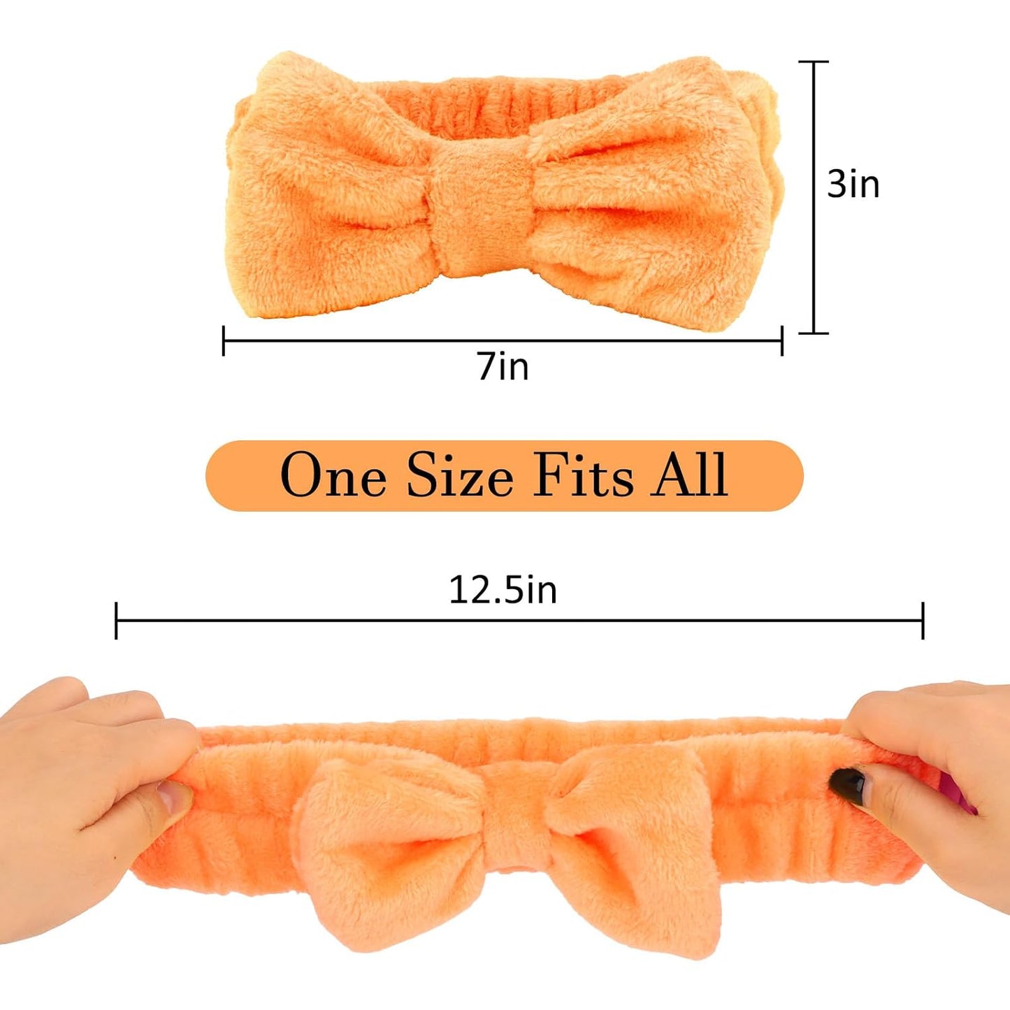 10 Pack Yellow Spa Headbands for Women, Soft Plush Bow Hair Bands, Elastic Facial Headbands for Washing Face, Skincare, Makeup, Yoga, Shower, Summer Party