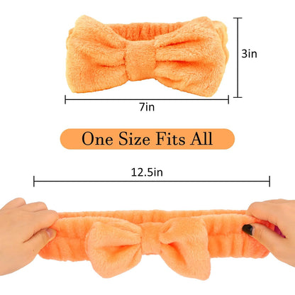 10 Pack Yellow Spa Headbands for Women, Soft Plush Bow Hair Bands, Elastic Facial Headbands for Washing Face, Skincare, Makeup, Yoga, Shower, Summer Party