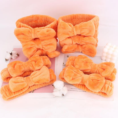 10 Pack Yellow Spa Headbands for Women, Soft Plush Bow Hair Bands, Elastic Facial Headbands for Washing Face, Skincare, Makeup, Yoga, Shower, Summer Party