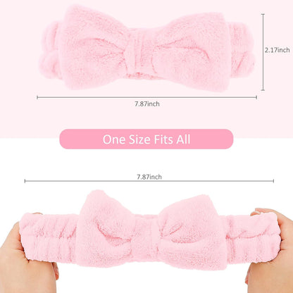 10 Pack Yellow Spa Headbands for Women, Soft Plush Bow Hair Bands, Elastic Facial Headbands for Washing Face, Skincare, Makeup, Yoga, Shower, Summer Party