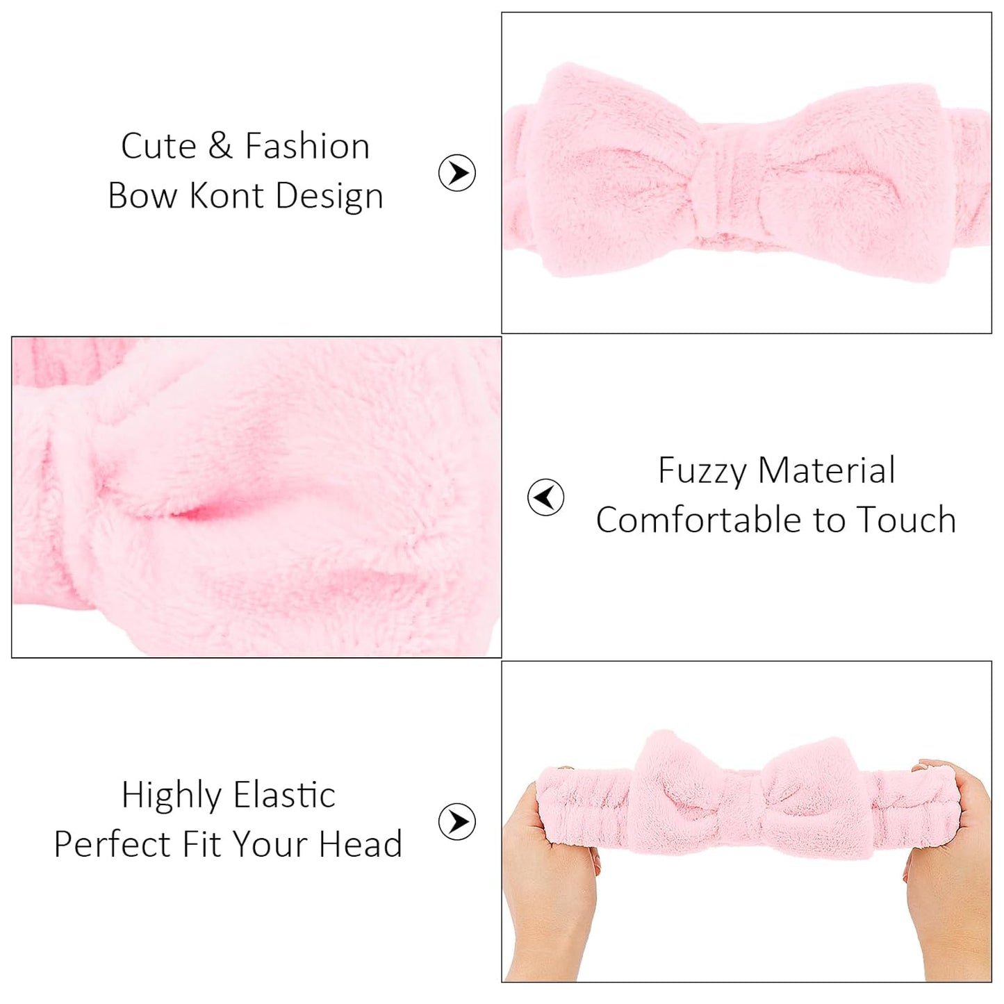 10 Pack Yellow Spa Headbands for Women, Soft Plush Bow Hair Bands, Elastic Facial Headbands for Washing Face, Skincare, Makeup, Yoga, Shower, Summer Party