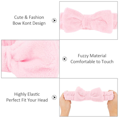 10 Pack Yellow Spa Headbands for Women, Soft Plush Bow Hair Bands, Elastic Facial Headbands for Washing Face, Skincare, Makeup, Yoga, Shower, Summer Party