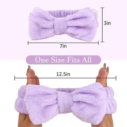 10 Pack Yellow Spa Headbands for Women, Soft Plush Bow Hair Bands, Elastic Facial Headbands for Washing Face, Skincare, Makeup, Yoga, Shower, Summer Party