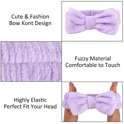 10 Pack Yellow Spa Headbands for Women, Soft Plush Bow Hair Bands, Elastic Facial Headbands for Washing Face, Skincare, Makeup, Yoga, Shower, Summer Party