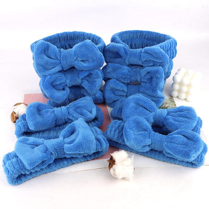 10 Pack Yellow Spa Headbands for Women, Soft Plush Bow Hair Bands, Elastic Facial Headbands for Washing Face, Skincare, Makeup, Yoga, Shower, Summer Party