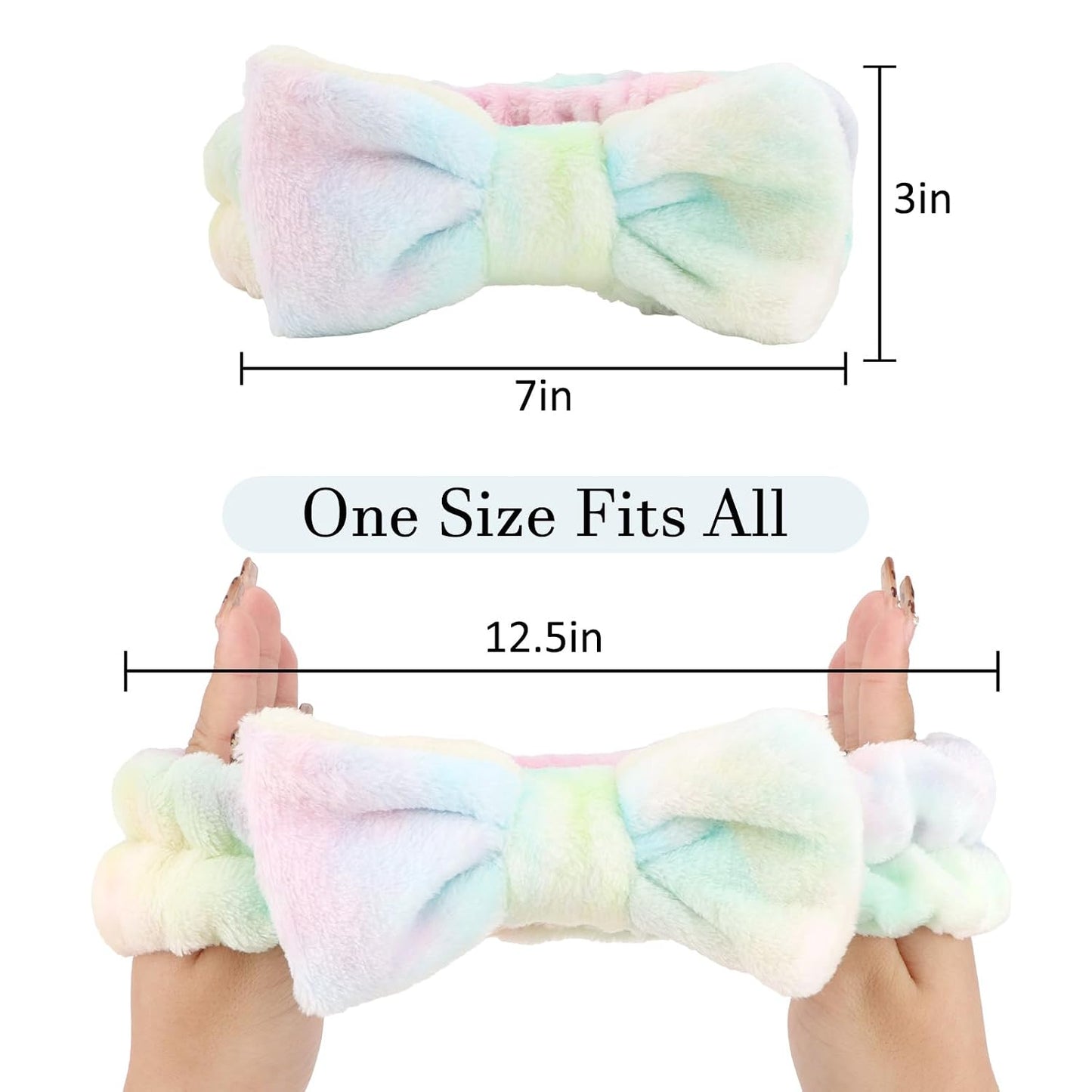 10 Pack Yellow Spa Headbands for Women, Soft Plush Bow Hair Bands, Elastic Facial Headbands for Washing Face, Skincare, Makeup, Yoga, Shower, Summer Party