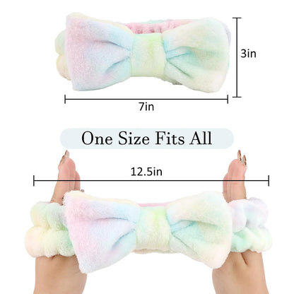 10 Pack Yellow Spa Headbands for Women, Soft Plush Bow Hair Bands, Elastic Facial Headbands for Washing Face, Skincare, Makeup, Yoga, Shower, Summer Party