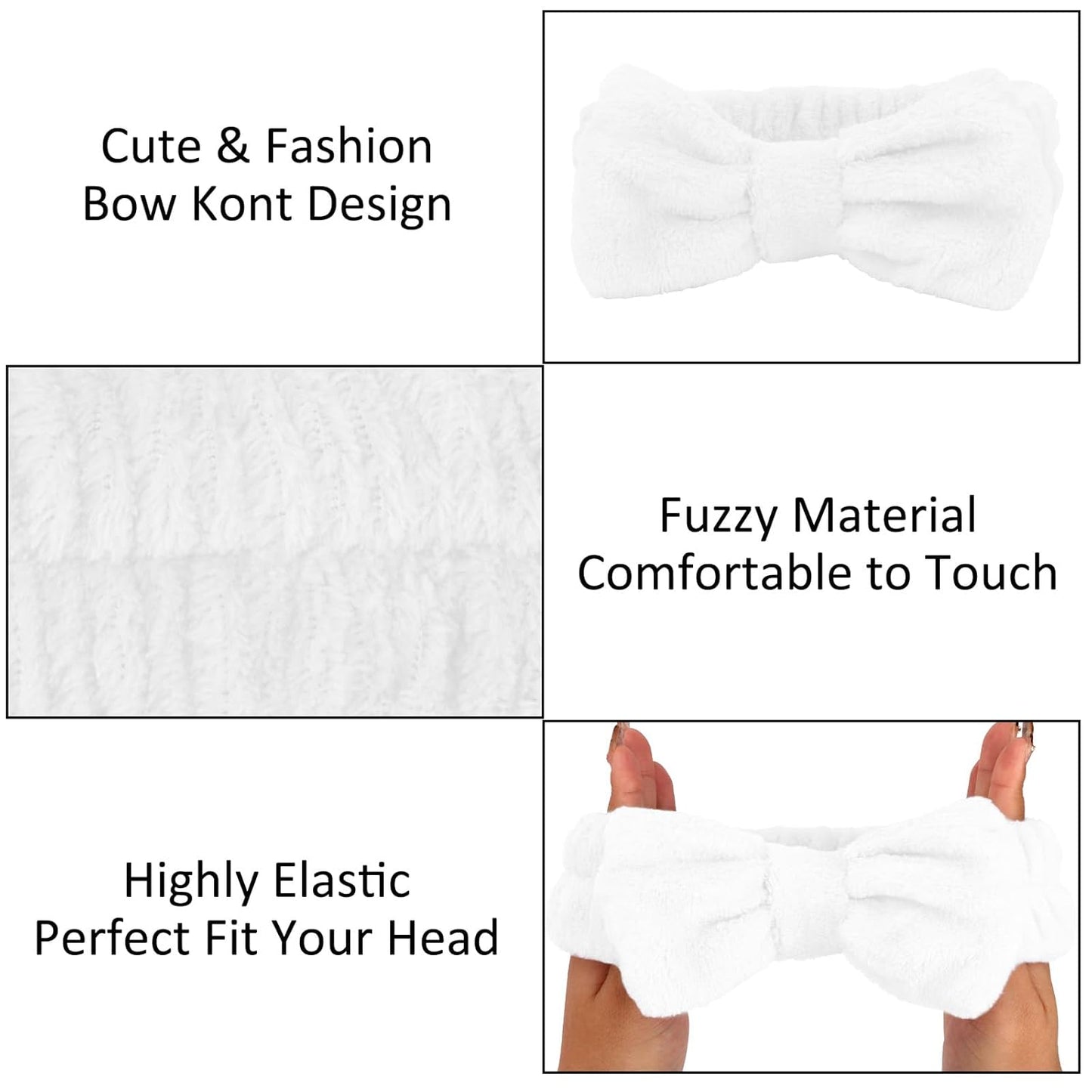 10 Pack Yellow Spa Headbands for Women, Soft Plush Bow Hair Bands, Elastic Facial Headbands for Washing Face, Skincare, Makeup, Yoga, Shower, Summer Party