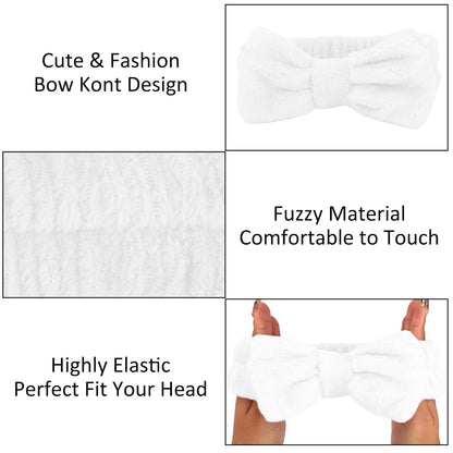 10 Pack Yellow Spa Headbands for Women, Soft Plush Bow Hair Bands, Elastic Facial Headbands for Washing Face, Skincare, Makeup, Yoga, Shower, Summer Party