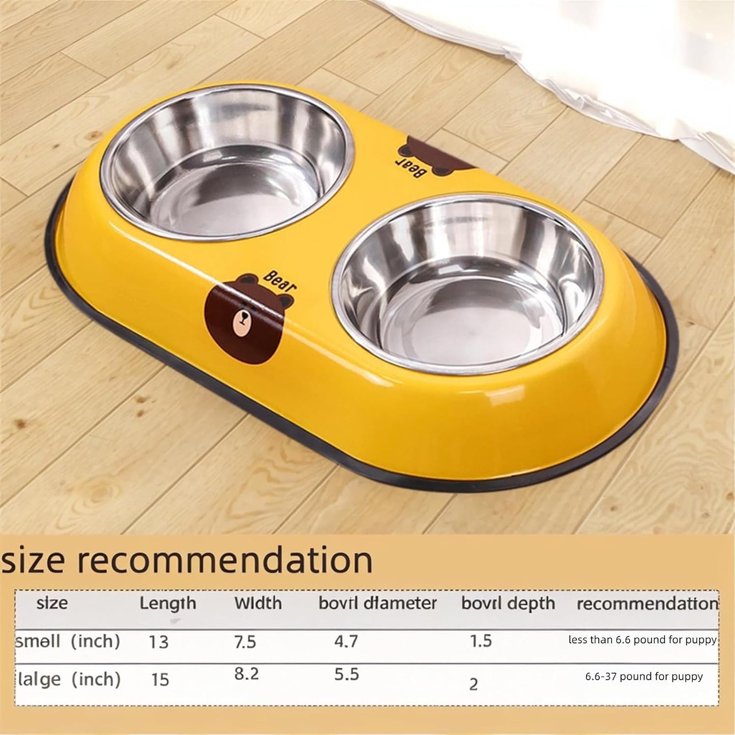 Stainless Steel Dog Bowl - Pet Double Bowls Set with Non-Slip Base for Food and Water Pet Puppy Cats Dishes for Small and Large（Small）