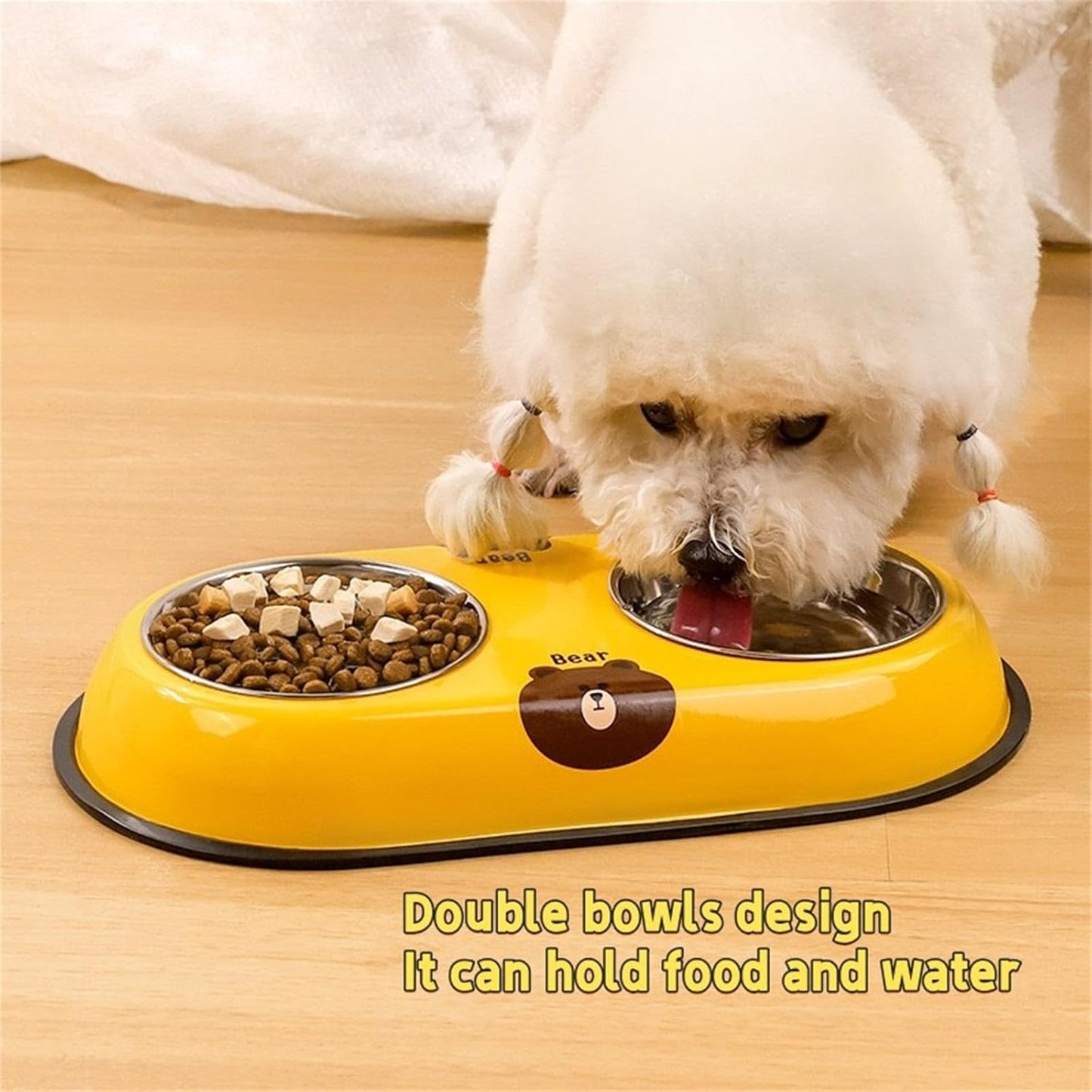 Stainless Steel Dog Bowl - Pet Double Bowls Set with Non-Slip Base for Food and Water Pet Puppy Cats Dishes for Small and Large（Small）
