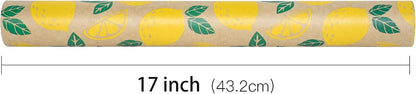 Lemon Wrapping Paper Roll, Mini Roll, Kraft Wrapping Paper with Beautiful Lemon Design Great for Boys Girls, Birthday Party, Baby Shower, 17 Inches x 32.8 Feet