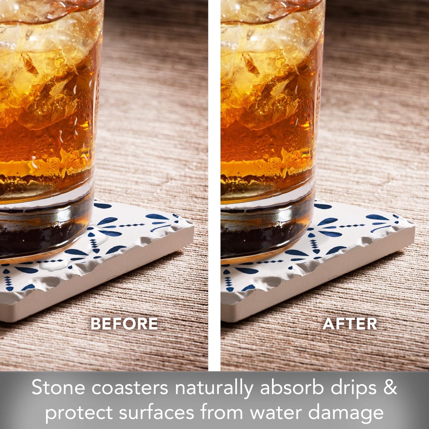 Thirstystone Sorrento Lemons 4 Pack Assorted Tumbled Tile Stone Coasters with Protective Cork Backing 4" Square Manufactured in The USA