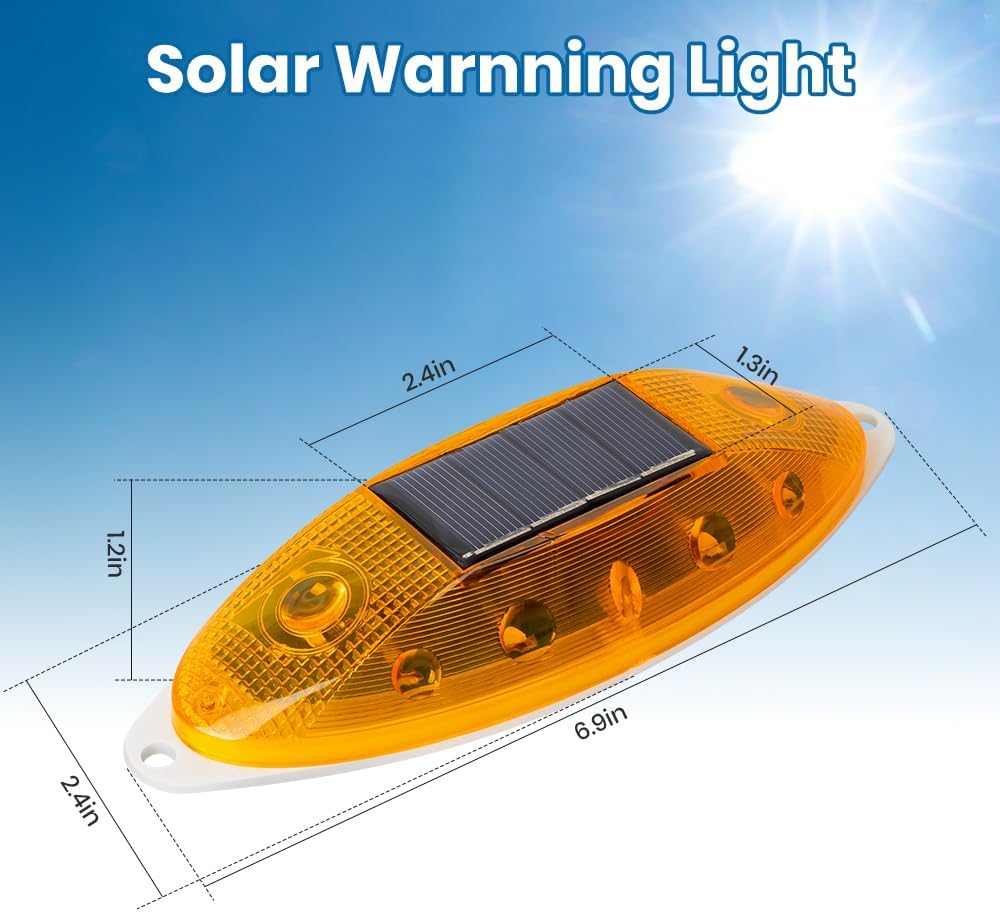 Solar Strobe Warning Light Sensitive LED Warning Lamp Super Bright IP65 Waterproof Light Control Flashing Beacon Barricade Construction Safety Road Signs Flash Traffic Lights-4 PCS (Yellow)