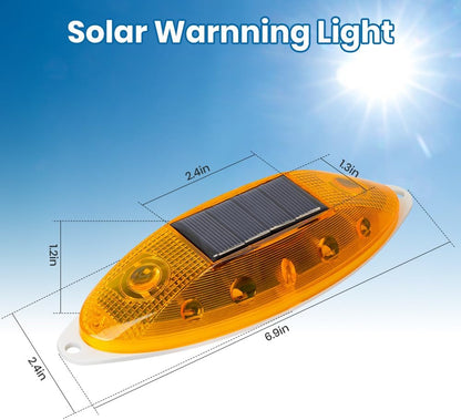 Solar Strobe Warning Light Sensitive LED Warning Lamp Super Bright IP65 Waterproof Light Control Flashing Beacon Barricade Construction Safety Road Signs Flash Traffic Lights-4 PCS (Yellow)