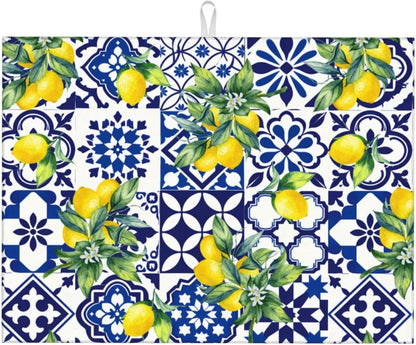 Lemon Mexican Tilt Dish Drying Mat For Kitchen Counter Absorbent Large Kitchen Fast Dry Pad Reusable Washable Protector Rack Large Mat 18 X 24