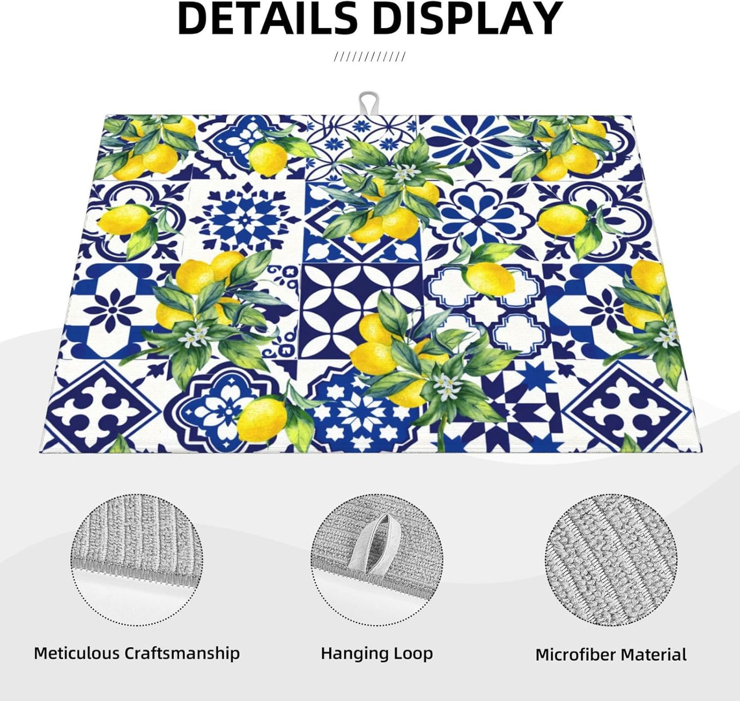Lemon Mexican Tilt Dish Drying Mat For Kitchen Counter Absorbent Large Kitchen Fast Dry Pad Reusable Washable Protector Rack Large Mat 18 X 24
