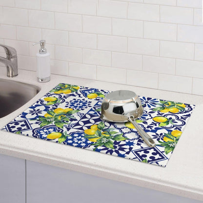 Lemon Mexican Tilt Dish Drying Mat For Kitchen Counter Absorbent Large Kitchen Fast Dry Pad Reusable Washable Protector Rack Large Mat 18 X 24