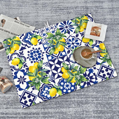 Lemon Mexican Tilt Dish Drying Mat For Kitchen Counter Absorbent Large Kitchen Fast Dry Pad Reusable Washable Protector Rack Large Mat 18 X 24