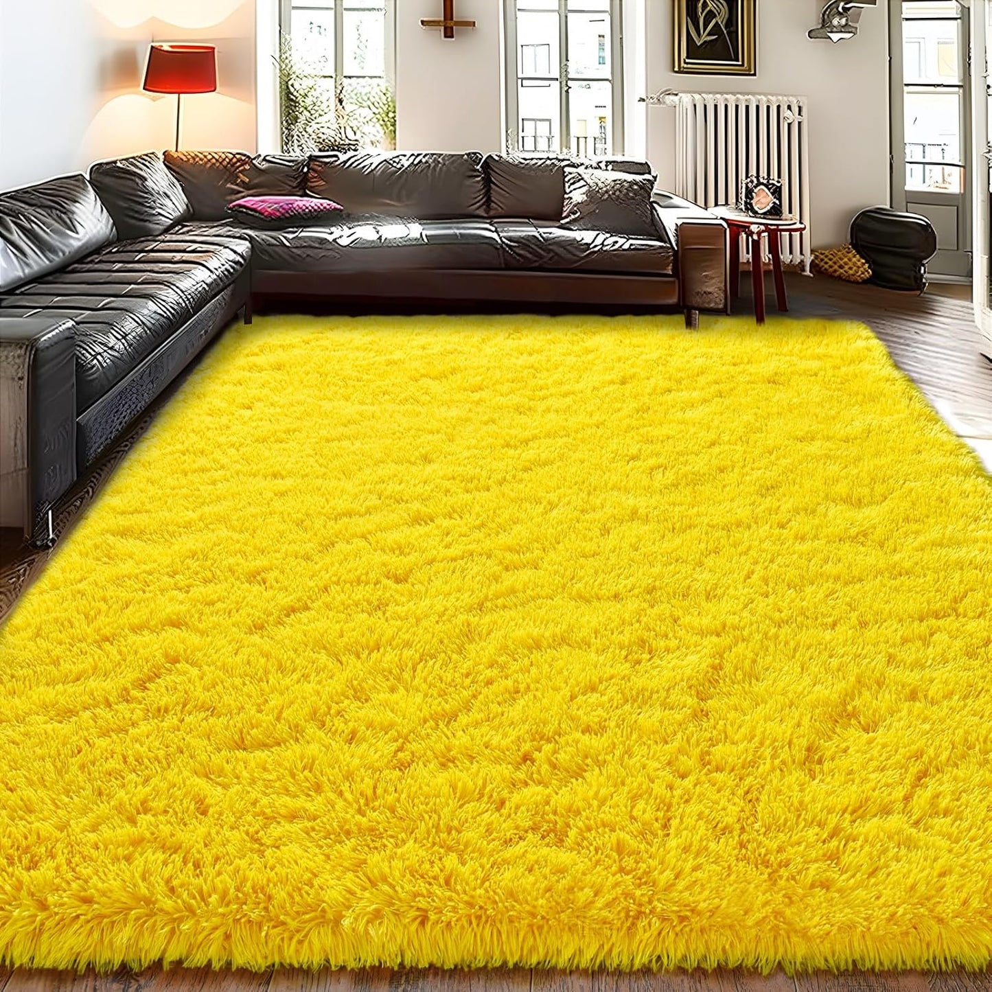8x10 Large Area Rugs for Living Room, Ultra Soft Yellow Big Shag Rug for Bedroom Nursery, Modern Fluffy Plush Carpet for Girls Boys Kids Room Dorm Home Decor, Upgrade Non-Slip