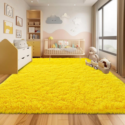 8x10 Large Area Rugs for Living Room, Ultra Soft Yellow Big Shag Rug for Bedroom Nursery, Modern Fluffy Plush Carpet for Girls Boys Kids Room Dorm Home Decor, Upgrade Non-Slip