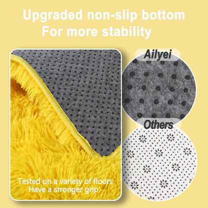 8x10 Large Area Rugs for Living Room, Ultra Soft Yellow Big Shag Rug for Bedroom Nursery, Modern Fluffy Plush Carpet for Girls Boys Kids Room Dorm Home Decor, Upgrade Non-Slip