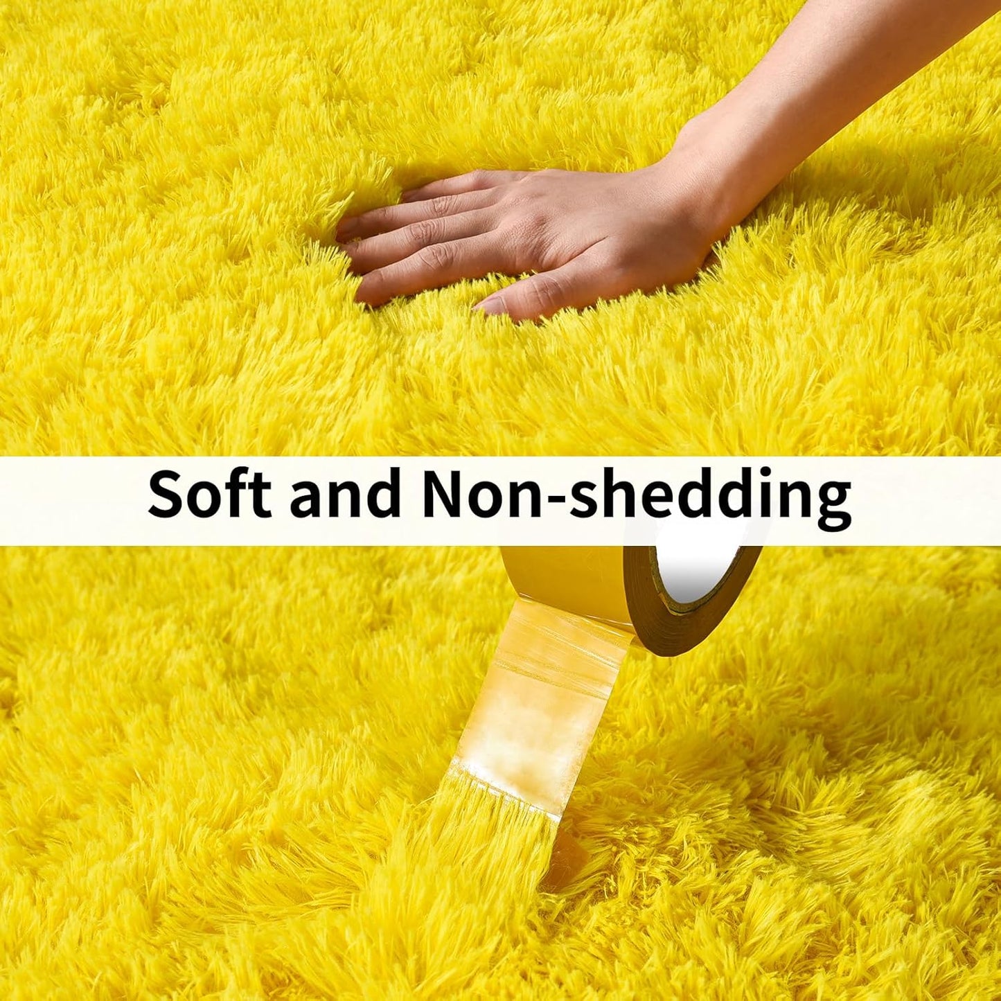 8x10 Large Area Rugs for Living Room, Ultra Soft Yellow Big Shag Rug for Bedroom Nursery, Modern Fluffy Plush Carpet for Girls Boys Kids Room Dorm Home Decor, Upgrade Non-Slip