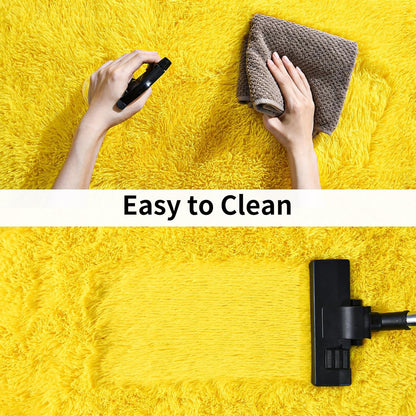 8x10 Large Area Rugs for Living Room, Ultra Soft Yellow Big Shag Rug for Bedroom Nursery, Modern Fluffy Plush Carpet for Girls Boys Kids Room Dorm Home Decor, Upgrade Non-Slip