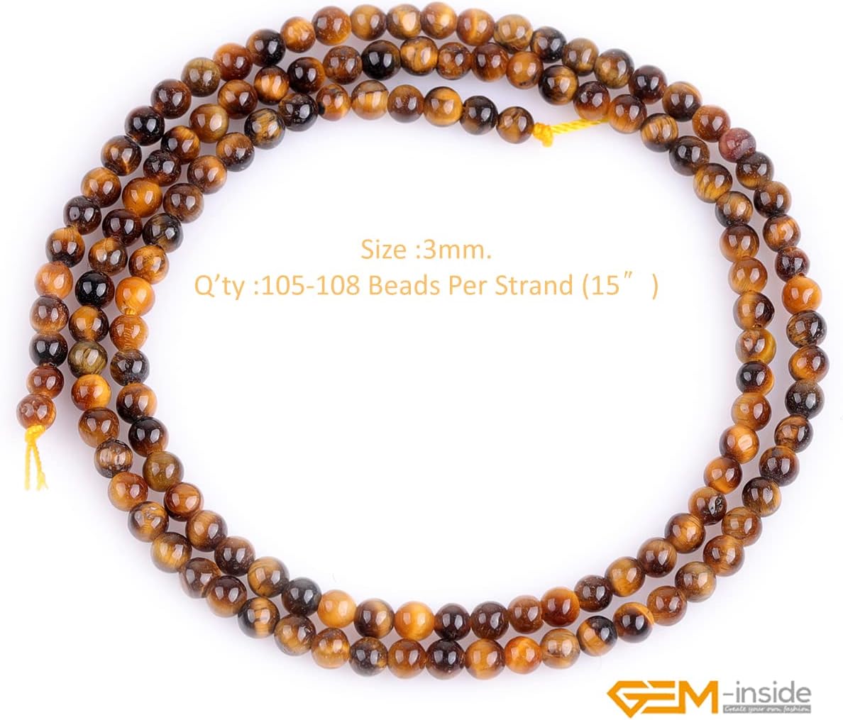 Natural 3mm Tiger Eye Gemstone Loose Beads Round Crystal Energy Stone Power for Jewelry Making 15''