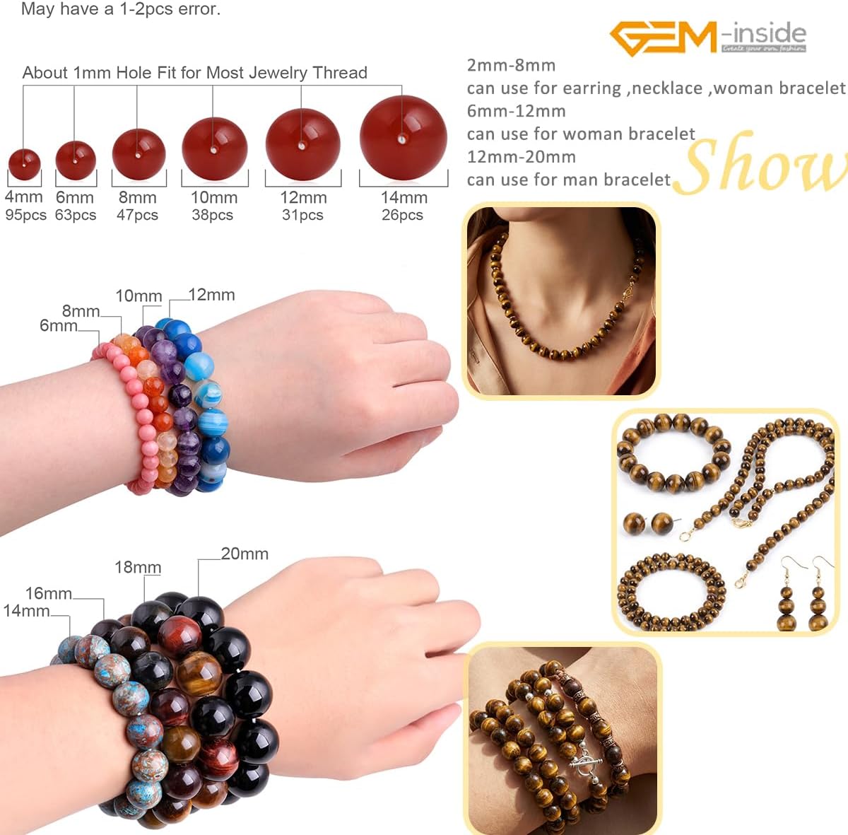 Natural 3mm Tiger Eye Gemstone Loose Beads Round Crystal Energy Stone Power for Jewelry Making 15''