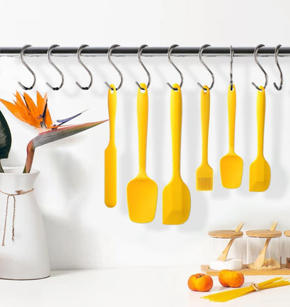 Silicone Spatula Set 6 Pieces High Heat Resistant Kitchen Scraper Spatulas,One-Pieces Seamless Design for Scraping,Cooking,Baking,Mixing Yellow