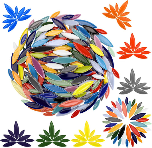 360 Pcs 1000g Petal Mosaic Tiles for Crafts Ceramic Mosaic Flower Tiles Bulk Flower Leaves Pieces Glazed Colorful Porcelain Pieces for Home Decoration Art Crafts DIY Projects