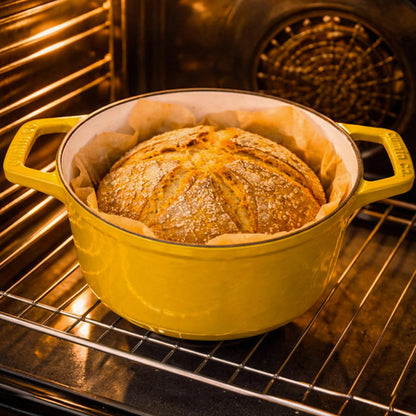 . Enameled Cast Iron Dutch Oven with Lid, 4 QT Heavy Duty Casserole Pot – Non Toxic PFAS Free Cookware – Oven Safe Bread & Soup Pot – 4 Layer Enamel Coating Cast Iron Pot (Mustard, 9.4 Inch)