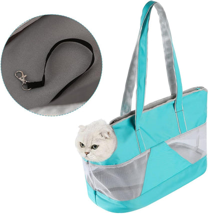 Pet Dog Purse Carrier Breathable Mesh Puppy Cat Outing Tote Handbag | Portable Cat Sling Carrier Travel Transporter Tote Handbag Lightweight Dog Carrier Shoulder Bag with Thicken Bags Base