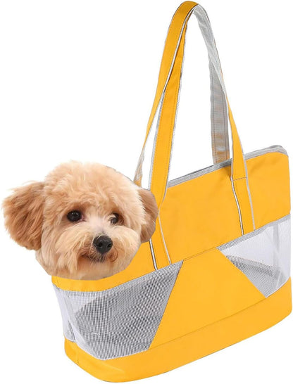 Pet Dog Purse Carrier Breathable Mesh Puppy Cat Outing Tote Handbag | Portable Cat Sling Carrier Travel Transporter Tote Handbag Lightweight Dog Carrier Shoulder Bag with Thicken Bags Base