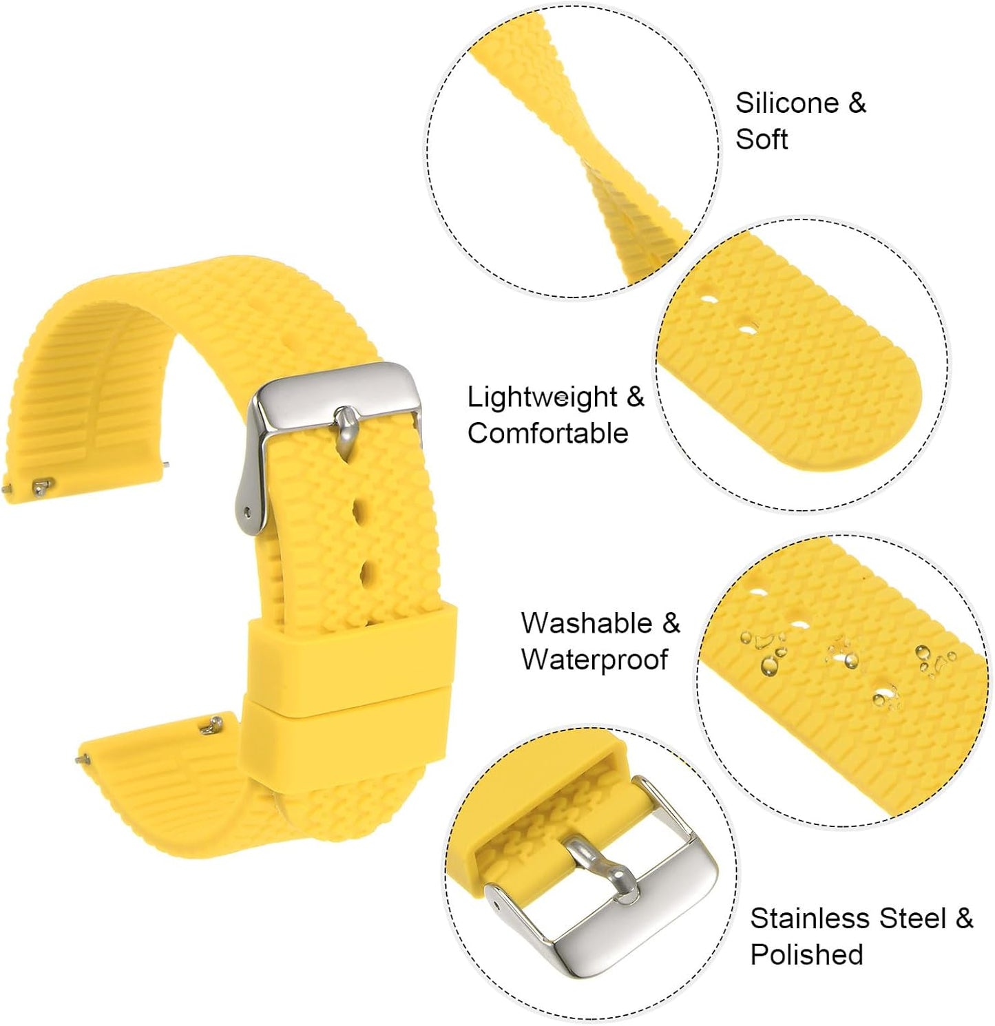 Silicone Watch Band Quick Release Soft Rubber Watch Strap for Men Women