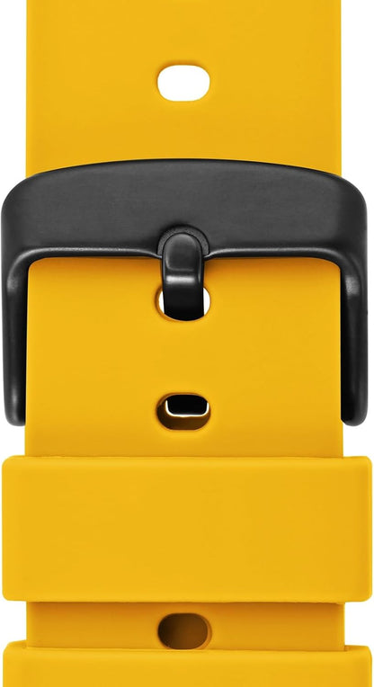 WOCCI 16mm Silicone Watch Band, Quick Release Rubber Replacement Strap with Black Stainless Steel Buckle (Yellow)